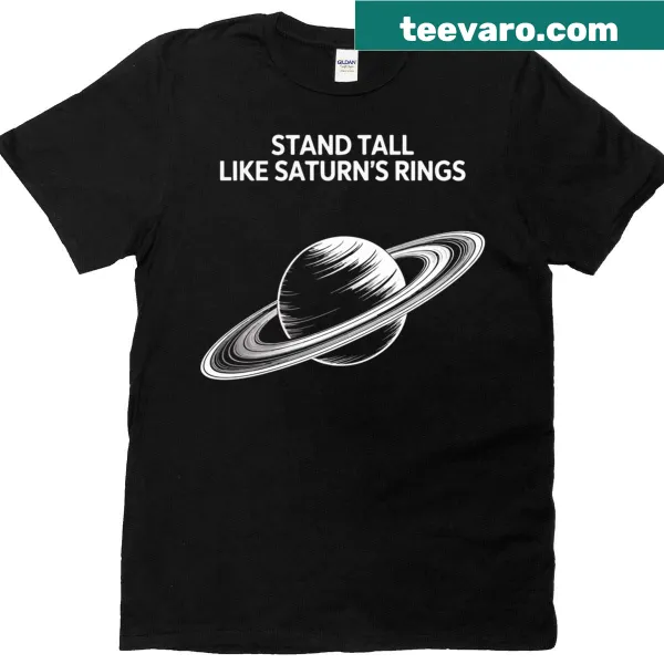 Cosmic-themed t-shirt featuring Saturn's rings and inspirational text
