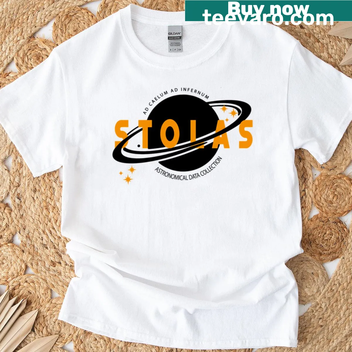 Illustrated design of Stolas character on a casual t-shirt — on a men's t-shirt