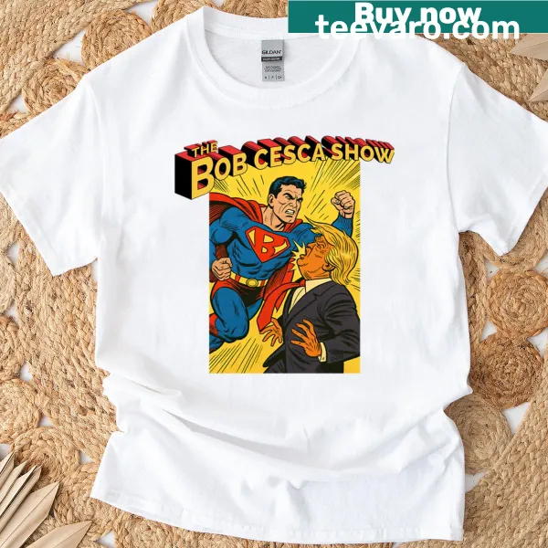 Illustration T-shirt depicting a superhero versus a supervillain