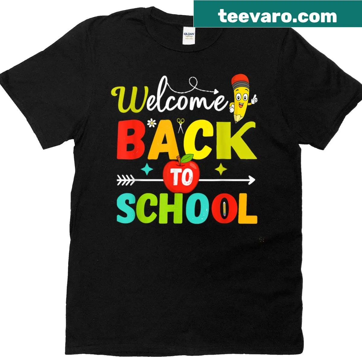 Welcoming back to school T-shirt with hand-lettered design for boys and girls. — on a men's t-shirt