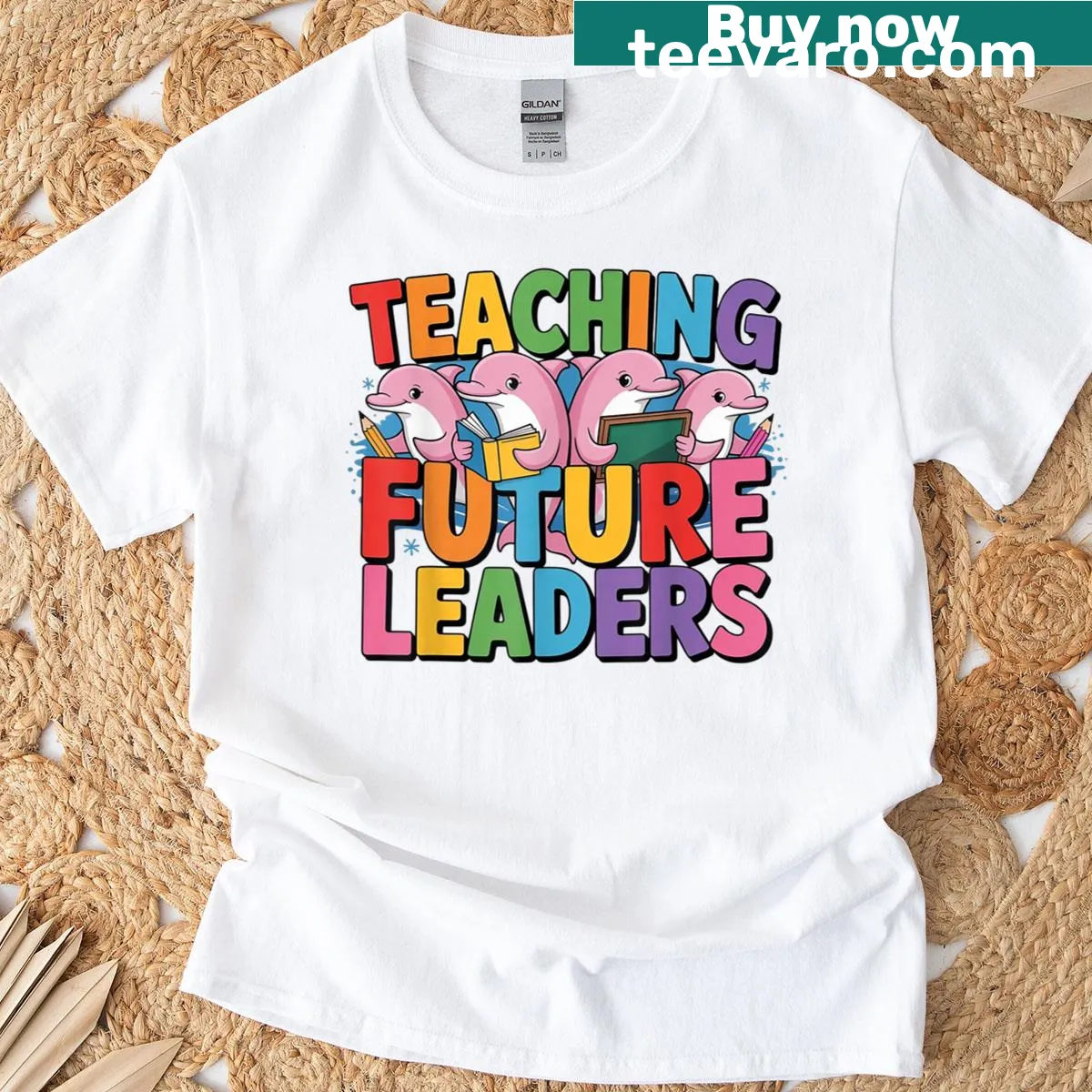 Dolphin teacher graphic on a t-shirt for educators — on a men's t-shirt