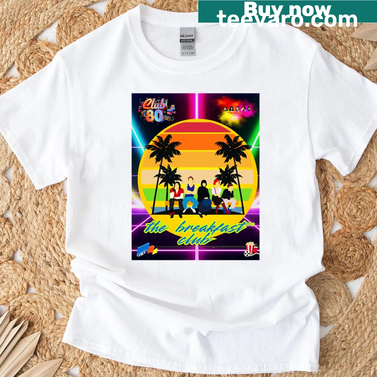 Oversized T-shirt celebrating The Breakfast Club with nostalgic imagery — on a men's t-shirt
