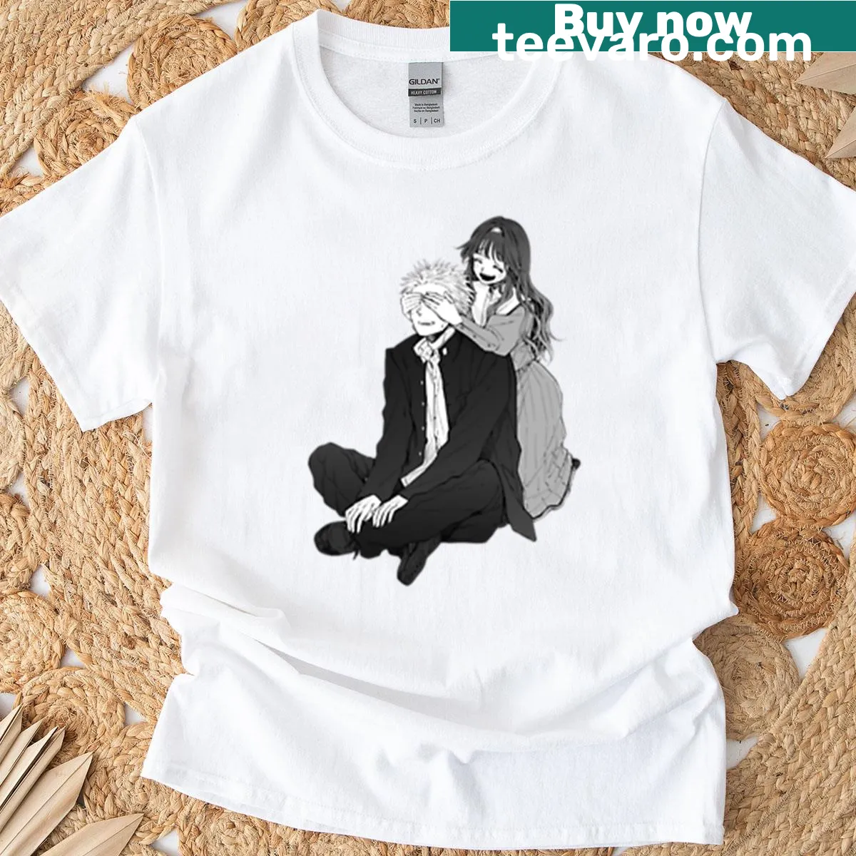 T-shirt featuring an illustrated blooming flower with elegant details — on a men's t-shirt