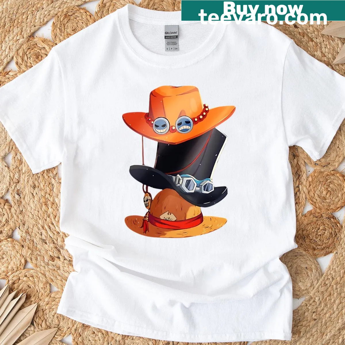 T-shirt featuring a graphic of legendary fantasy items — on a men's t-shirt