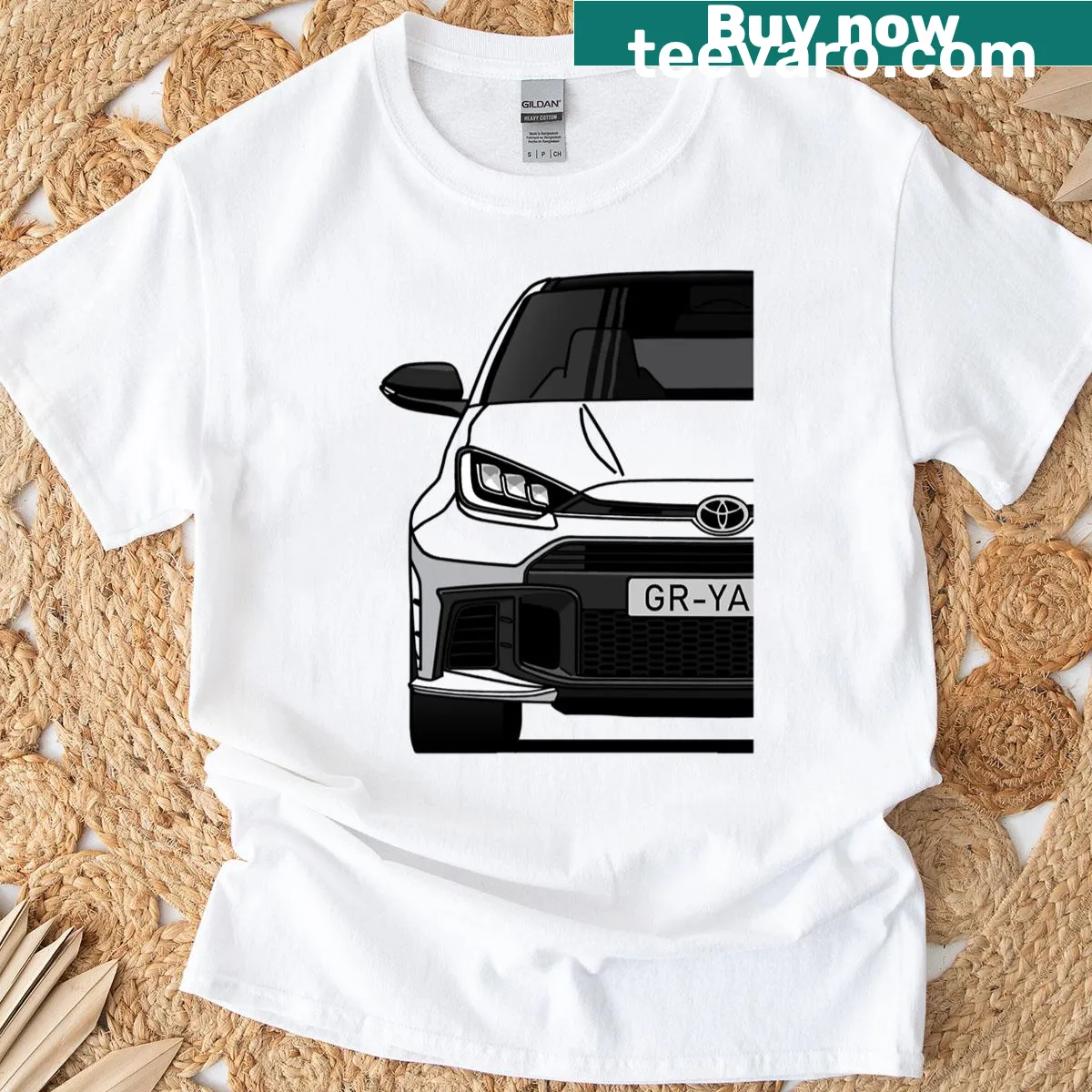 Front view of a Japanese sports car on a T-shirt — on a men's t-shirt