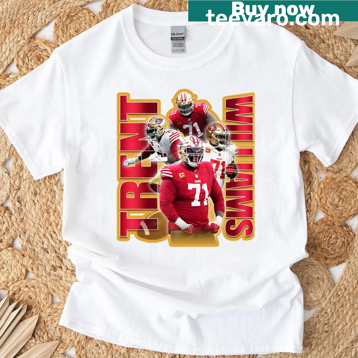 Artistic muscle pose collage tribute to Trent Williams — on a men's t-shirt