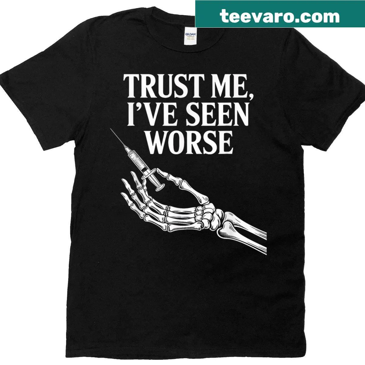Humorous typography shirt for nurses — on a men's t-shirt