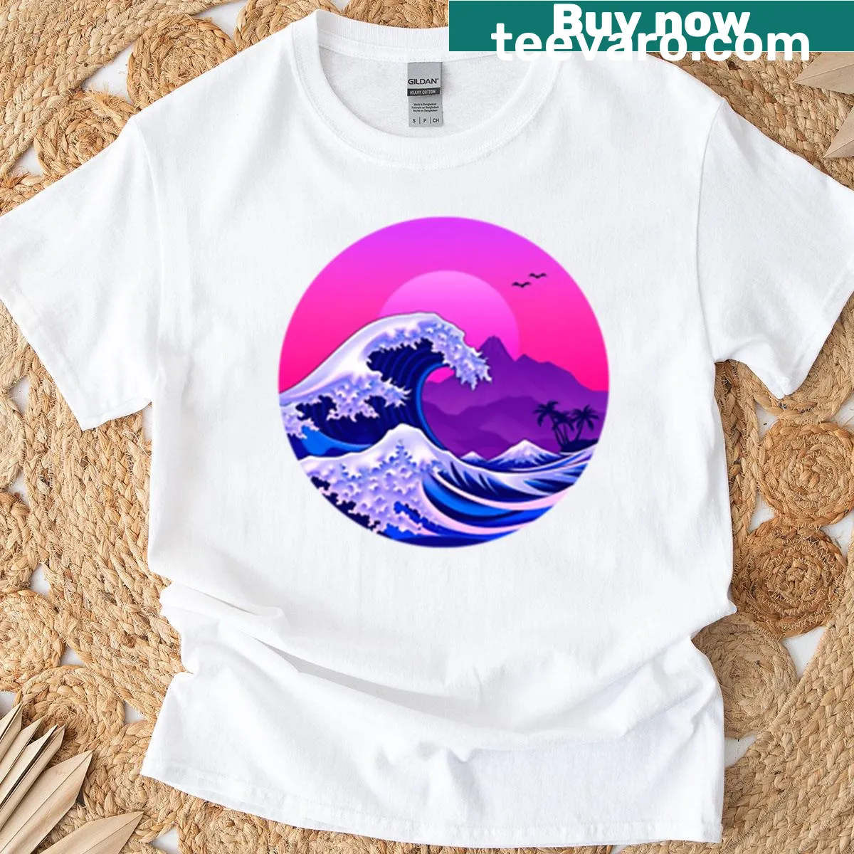 Abstract vaporwave graphic design t-shirt — on a men's t-shirt
