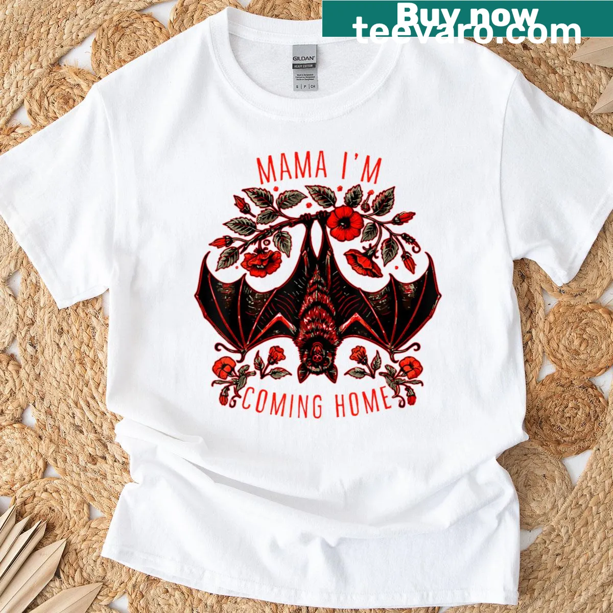 Vintage floral design featuring the phrase 'Mama I'm Coming To Home Bat' — on a men's t-shirt