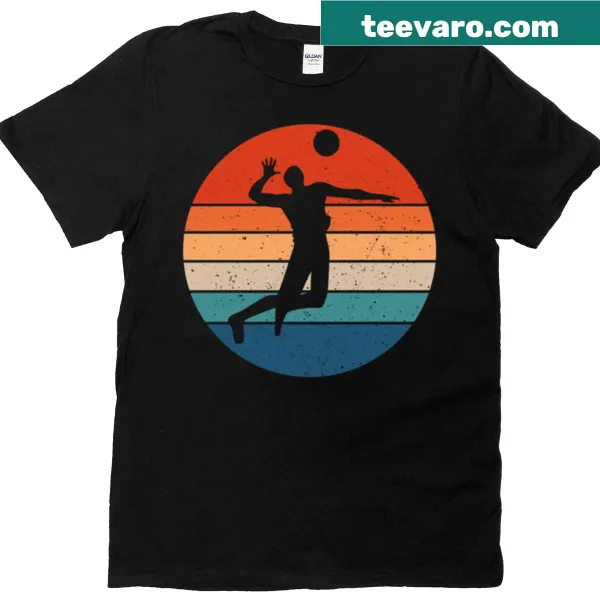 Vintage volleyball graphic t-shirt with retro style
