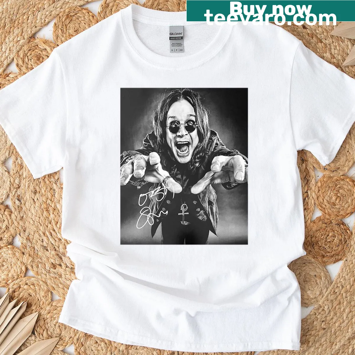 Vintage-style T-shirt featuring Ozzy Osbourne graphic — on a men's t-shirt