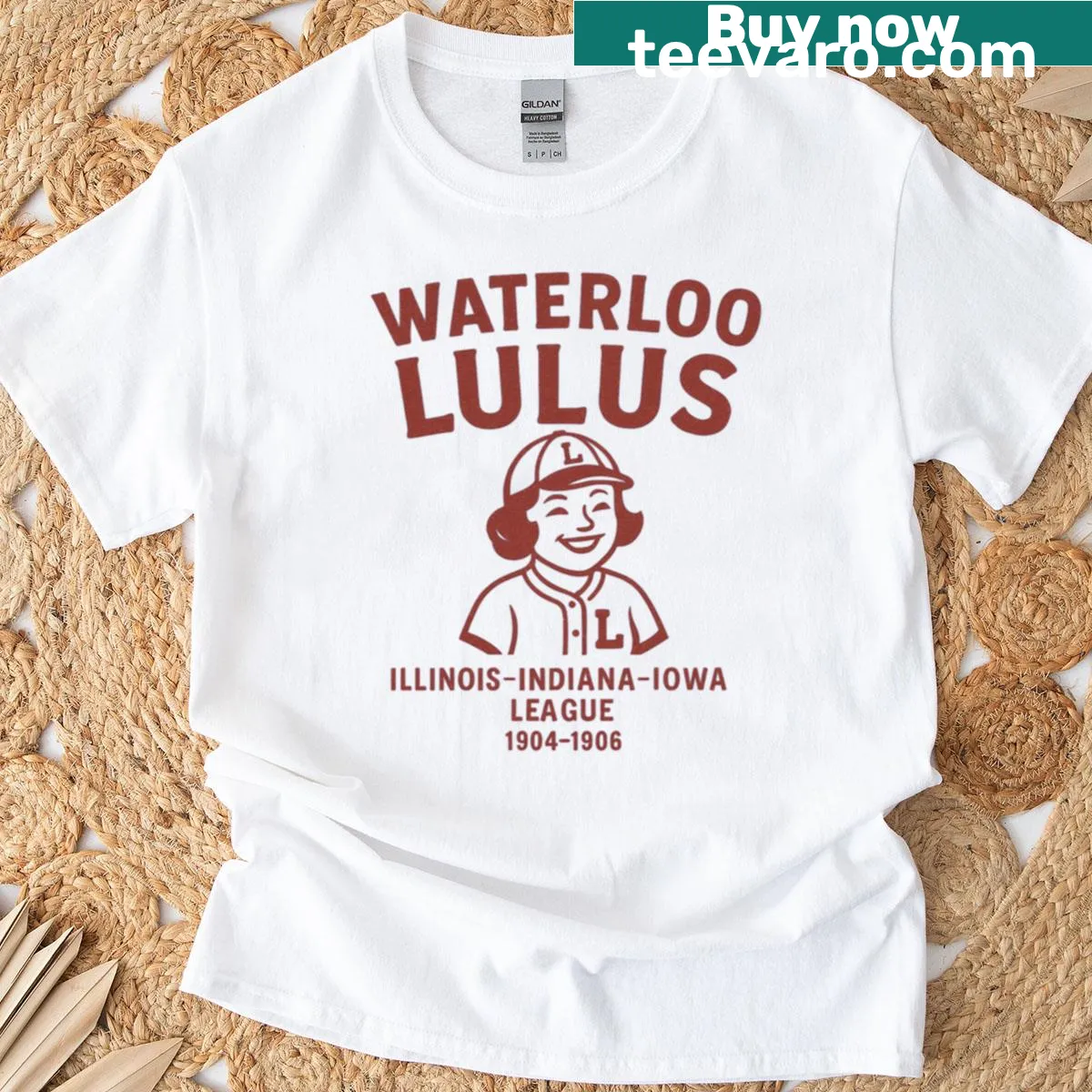 Vintage baseball logo T-shirt from Waterloo Lulus — on a men's t-shirt