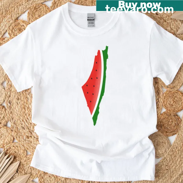 Graphic T-shirt featuring watermelon design with Palestine text