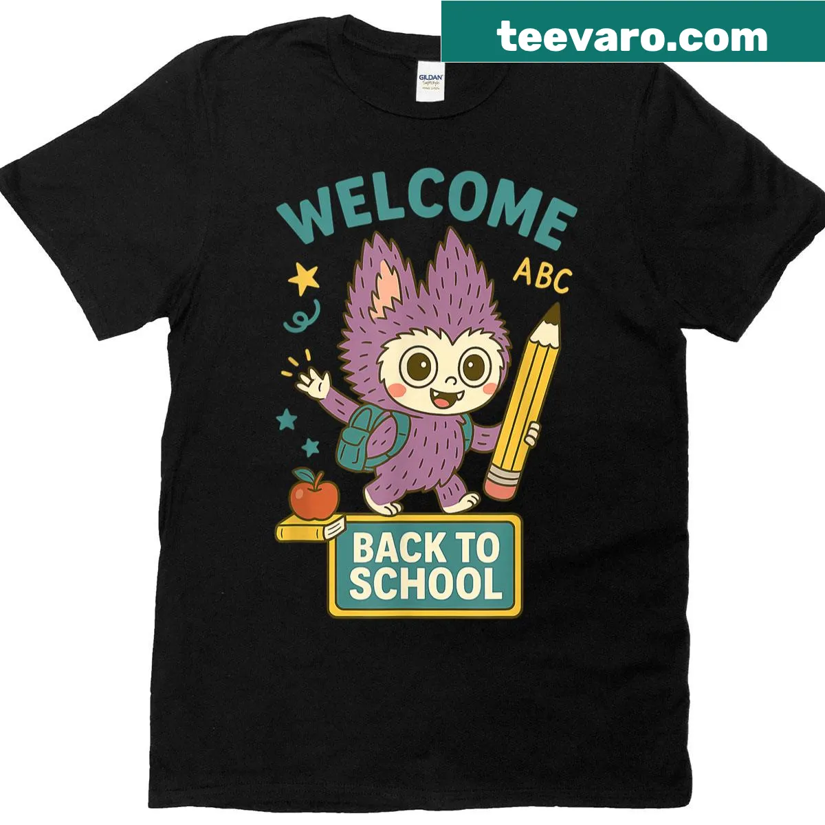 T-shirt with welcoming text for back to school featuring kids and teachers — on a men's t-shirt