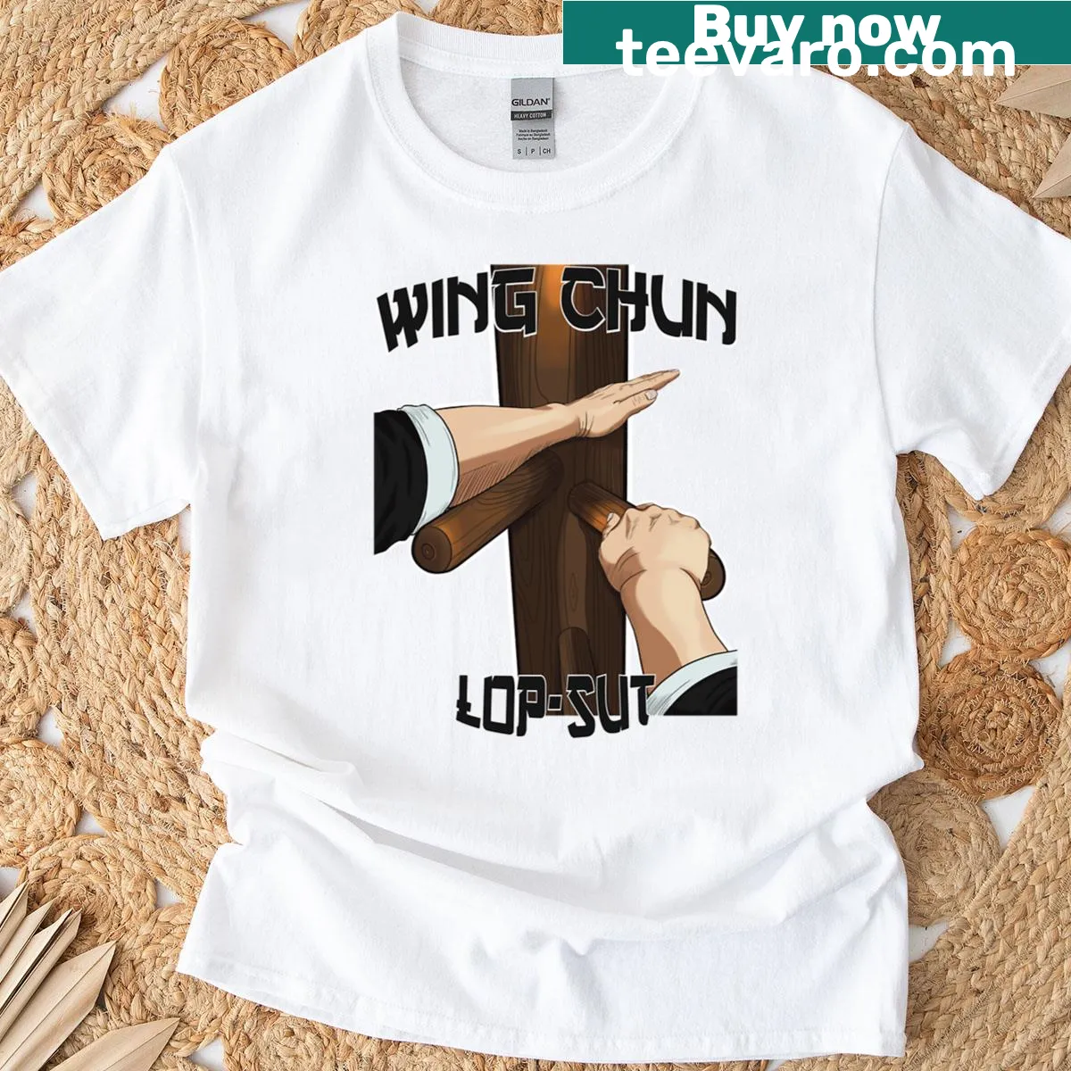 Oversized Wing Chun Lop Sut graphic t-shirt with bold text — on a men's t-shirt