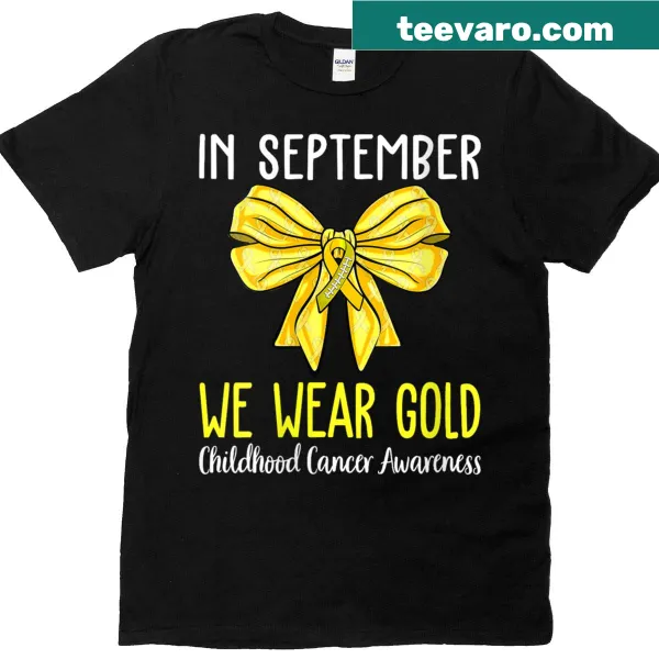 Gold ribbon graphic T-shirt for childhood cancer awareness