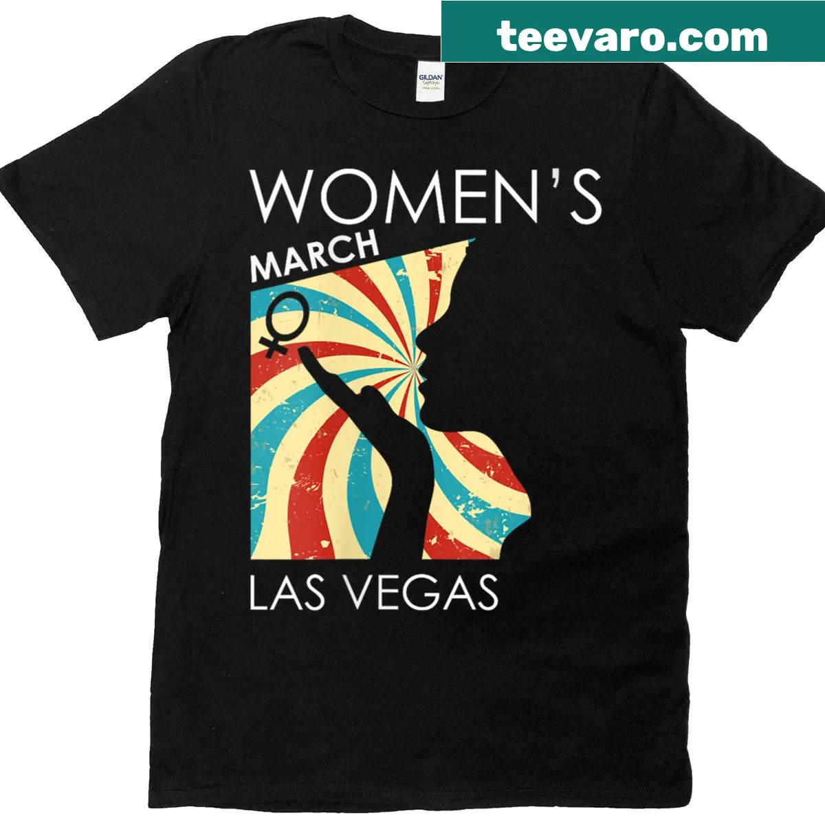Feminist silhouette with female symbol art on a T-shirt — on a men's t-shirt