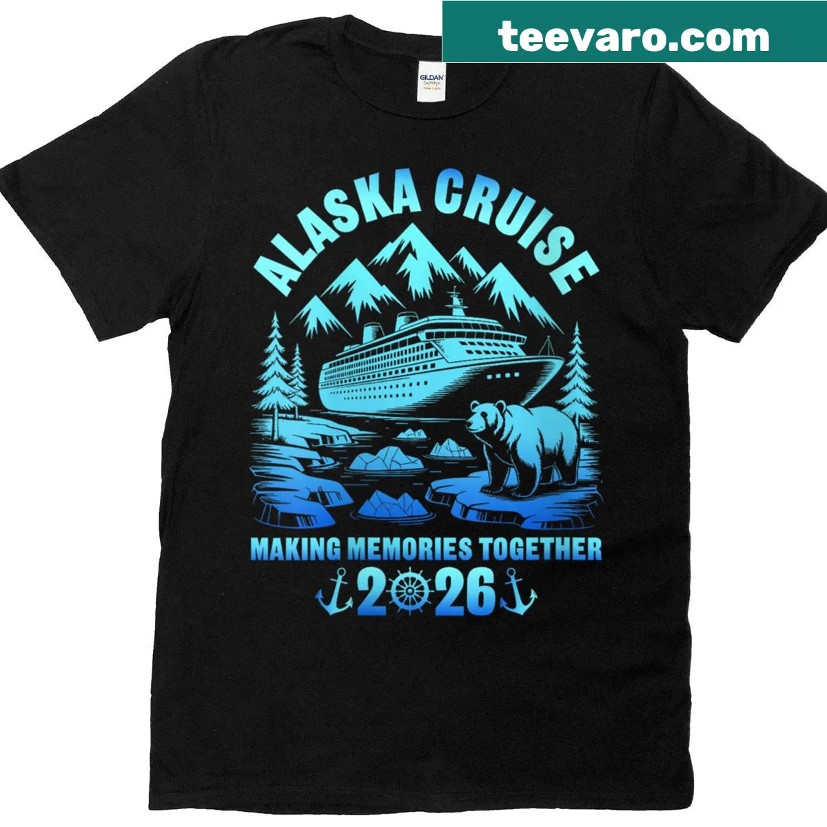 Alaskan cruise-themed t-shirt with family and friends design — on a men's t-shirt
