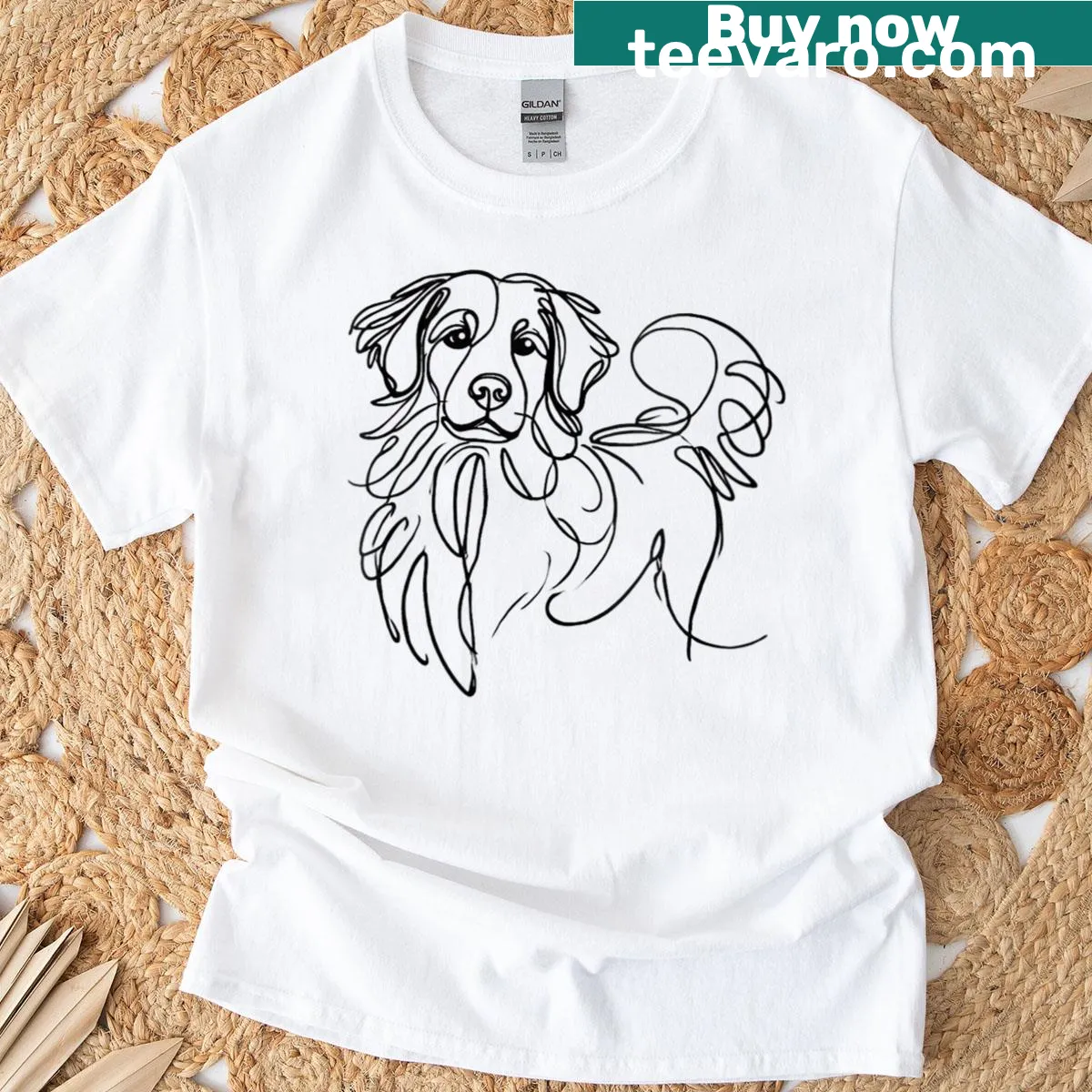Minimalist abstract art t-shirt featuring Nova Scotia Duck Tolling Retriever — on a men's t-shirt