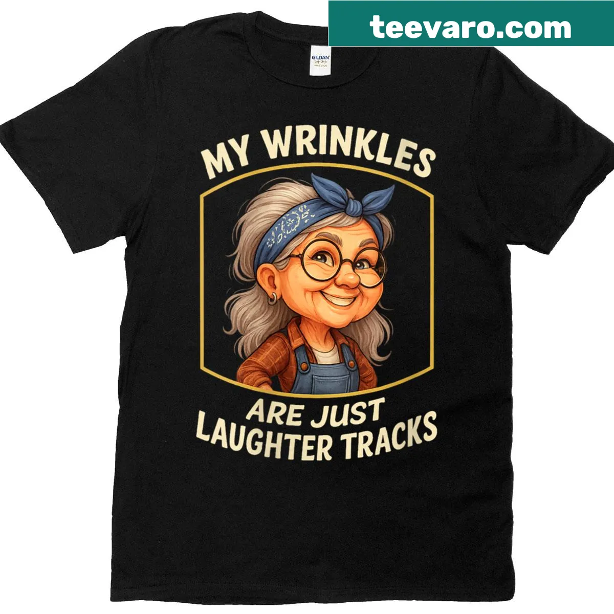 Funny grandma t-shirt with laughter tracks saying — on a men's t-shirt