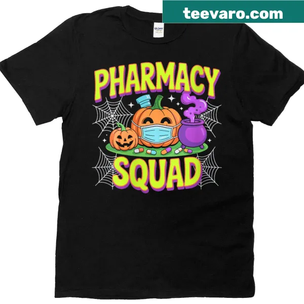 Halloween-themed pharmacy graphic on pharmacist tee