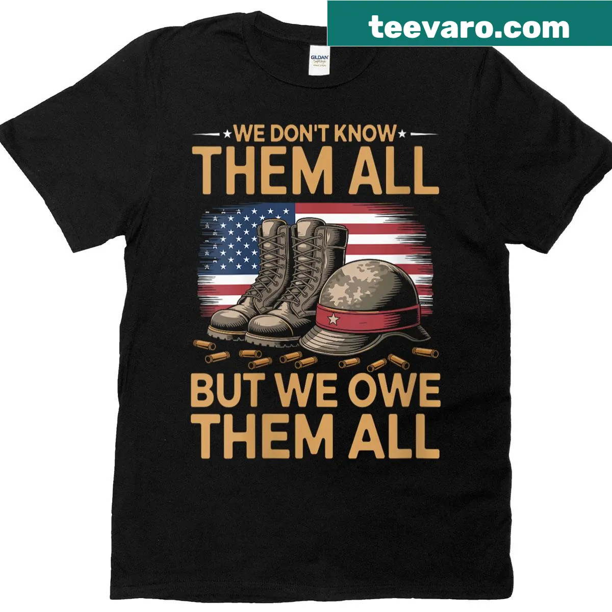 Patriotic veterans tribute text on a t-shirt — on a men's t-shirt