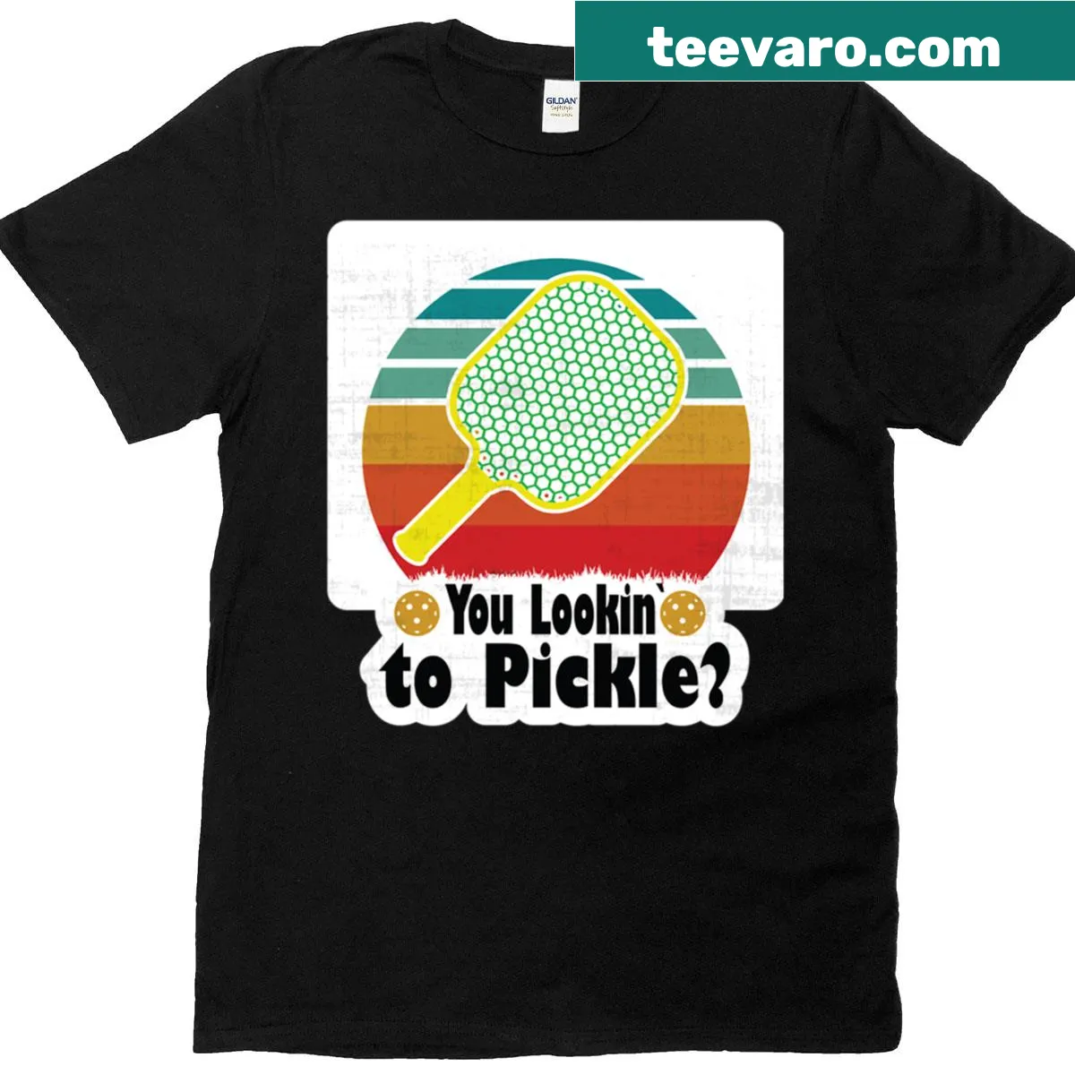 Funny pickleball T-shirt with retro design and sporty quote — on a men's t-shirt