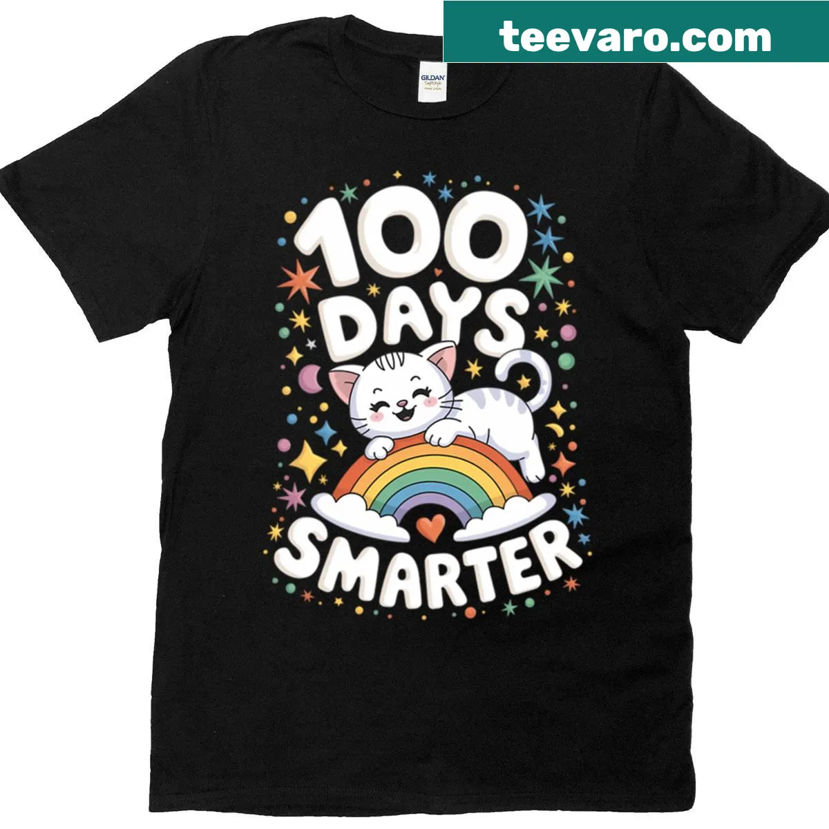 Charming t-shirt for girls celebrating the 100th day of school with kittens — on a men's t-shirt
