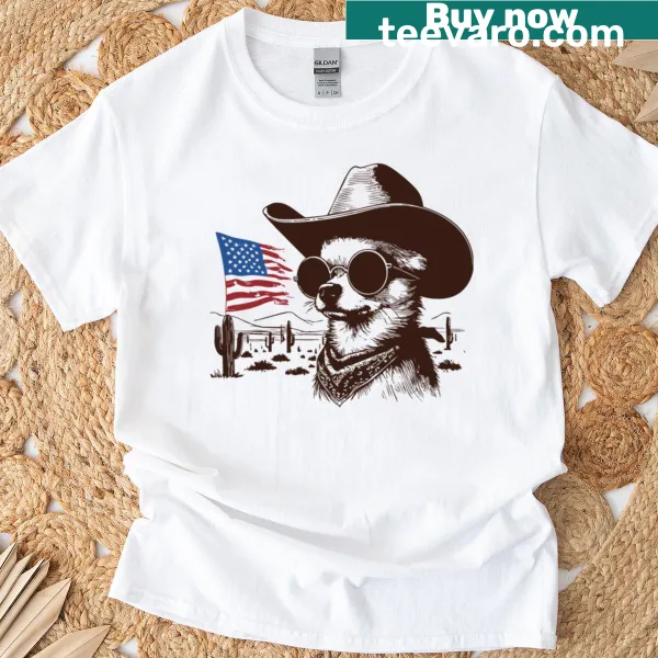 Cute Chihuahua illustration for the 4th of July on a t-shirt