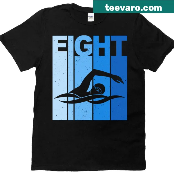 8th birthday t-shirt for kids with swimming theme