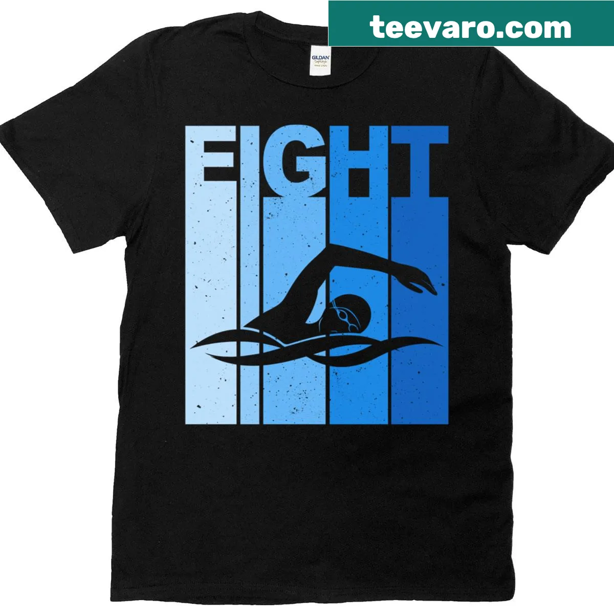 8th birthday t-shirt for kids with swimming theme — on a men's t-shirt