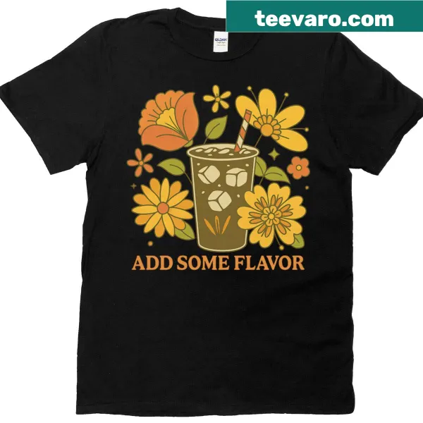 Retro floral soda design T-shirt with a playful aesthetic