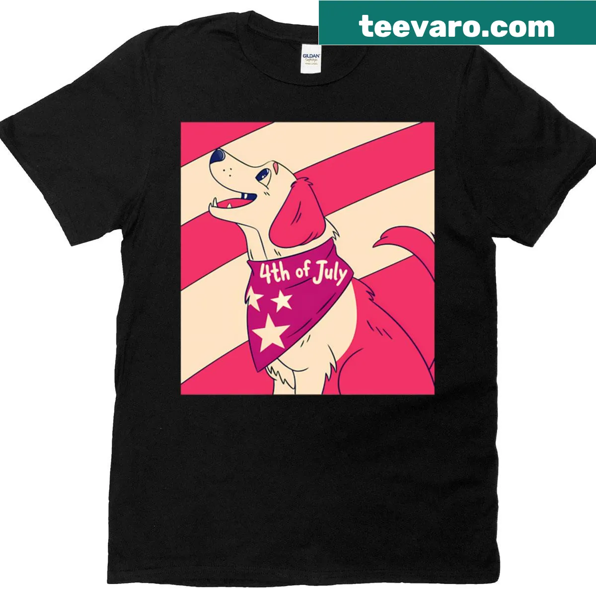 Dog wearing a bandana for Independence Day on a t-shirt — on a men's t-shirt