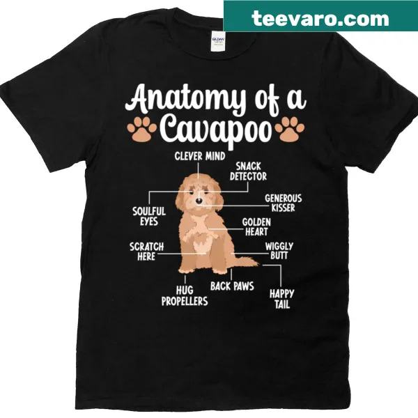 T-shirt featuring the anatomy of a Cavapoo and owner