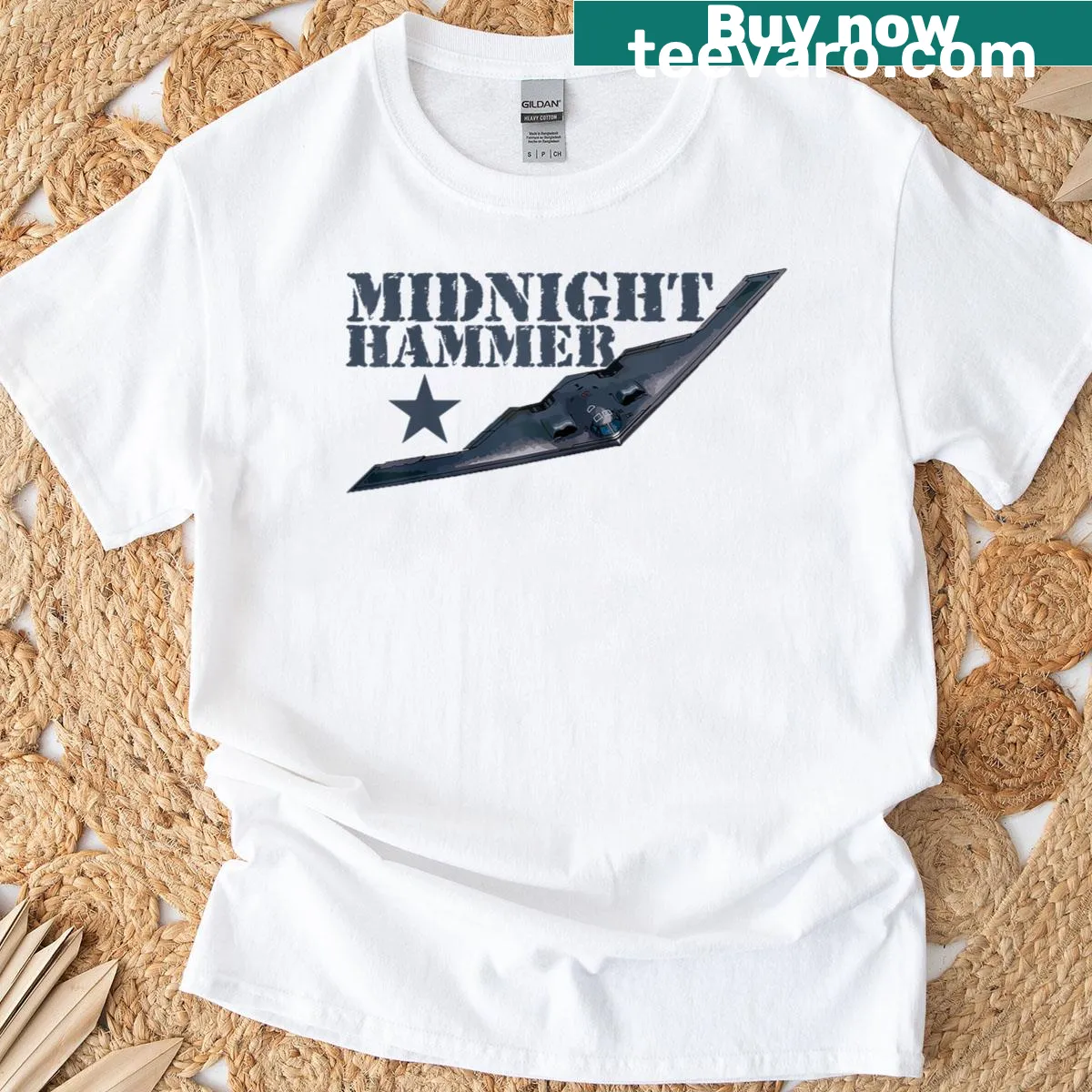 T-shirt featuring the B-2 Stealth Jet with bold design — on a men's t-shirt