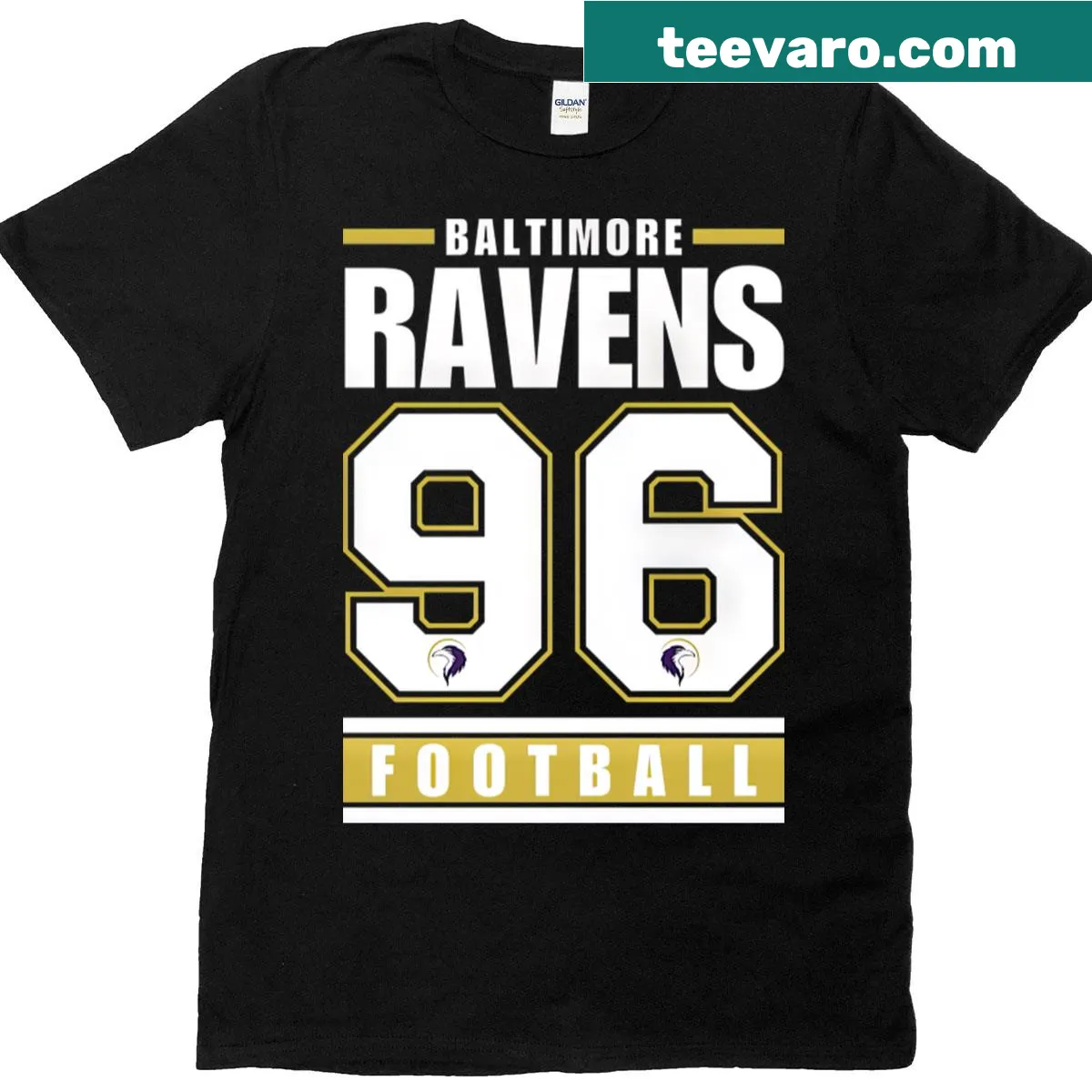 Vintage Baltimore Ravens football team T-shirt celebrating 1996 — on a men's t-shirt