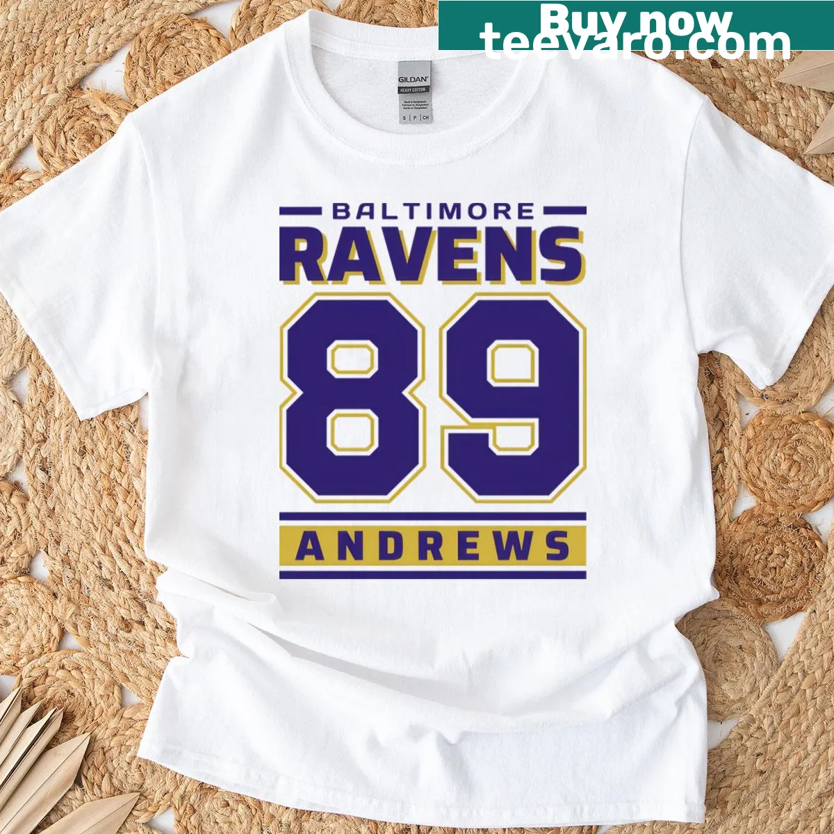 Baltimore Ravens themed T-shirt with player numbers — on a men's t-shirt