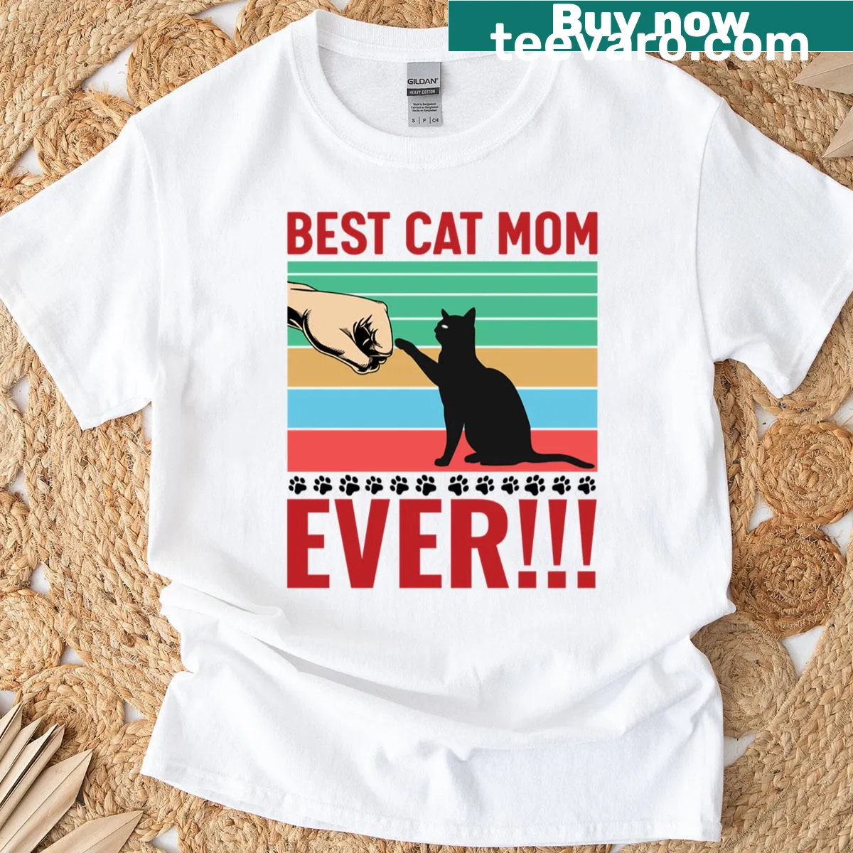 Best Cat Mom Ever graphic t-shirt — on a men's t-shirt