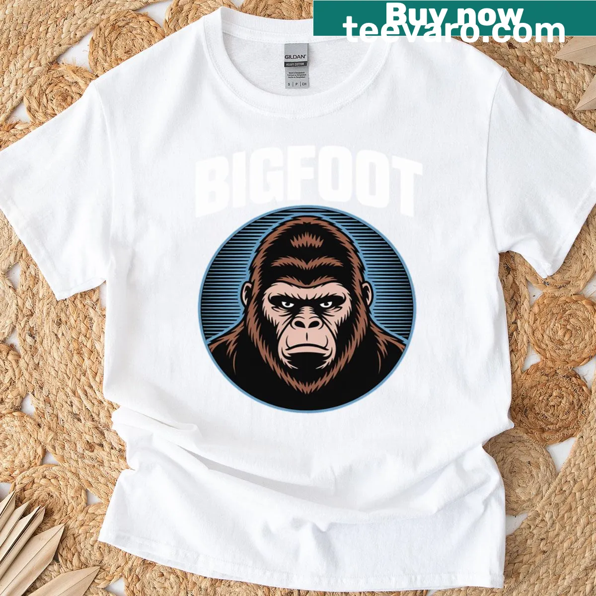 Fun T-shirt with Bigfoot saying graphic — on a men's t-shirt