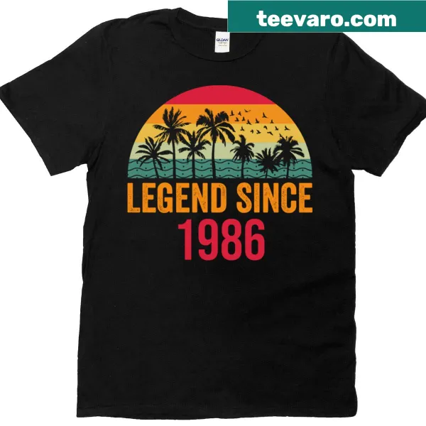 Vintage tee celebrating being born in 1986 with legend text