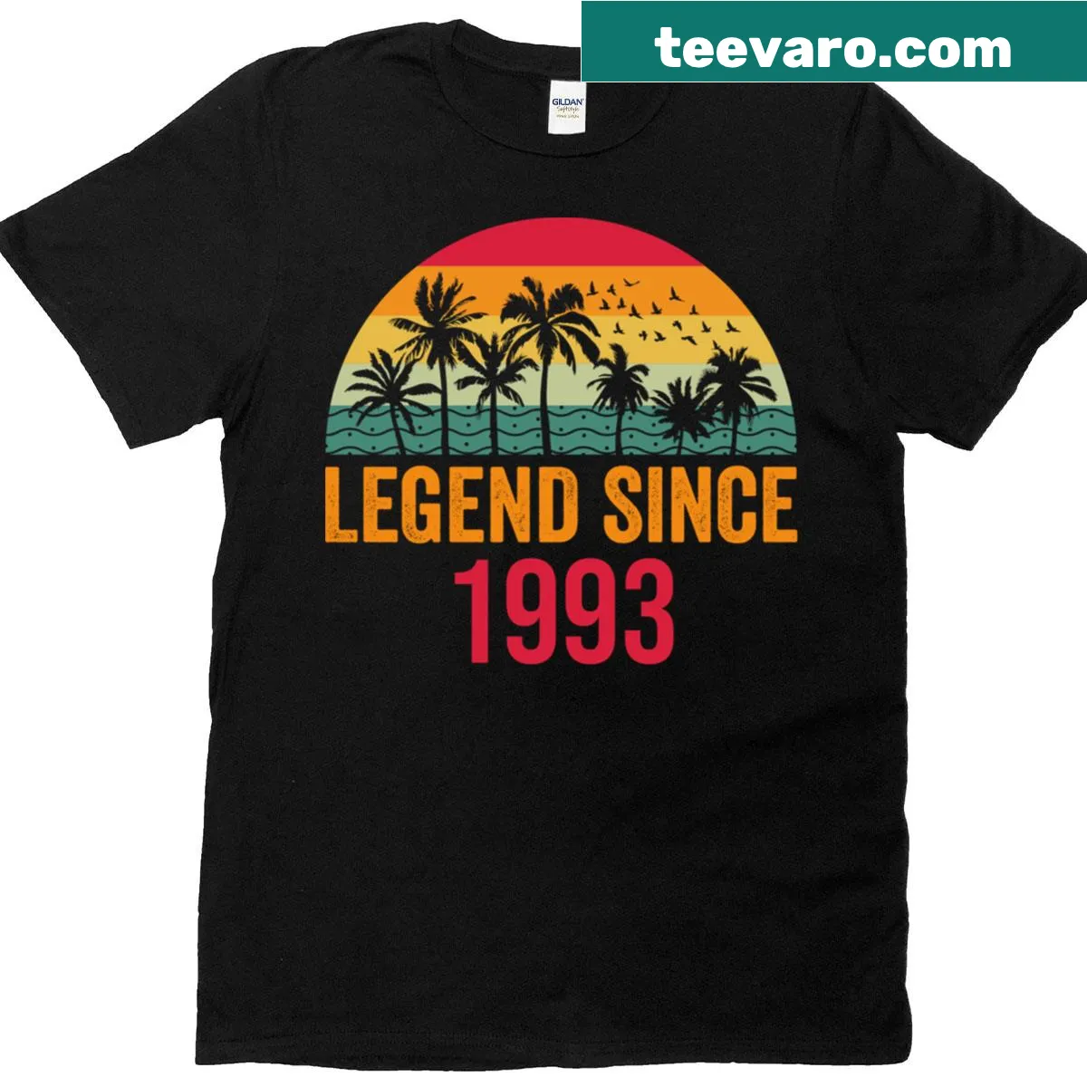 Vintage Birthday Legend Since 1993 T-shirt with retro text — on a men's t-shirt