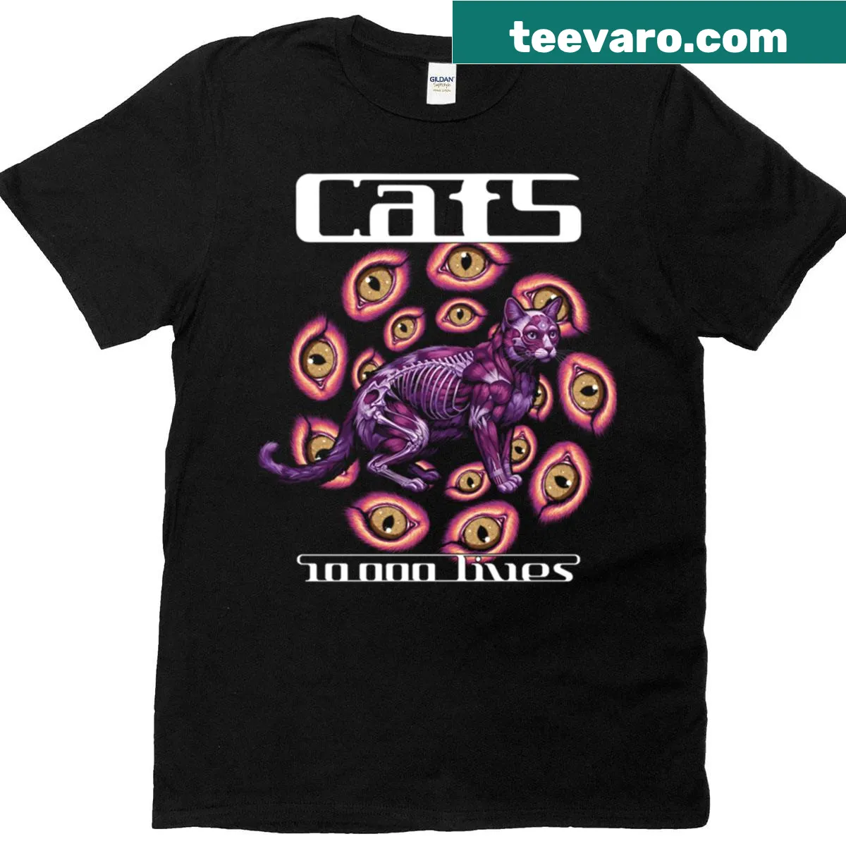 Typography T-shirt inspired by cats and Tool music — on a men's t-shirt