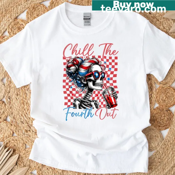Funny skeleton design for Fourth of July T-shirt