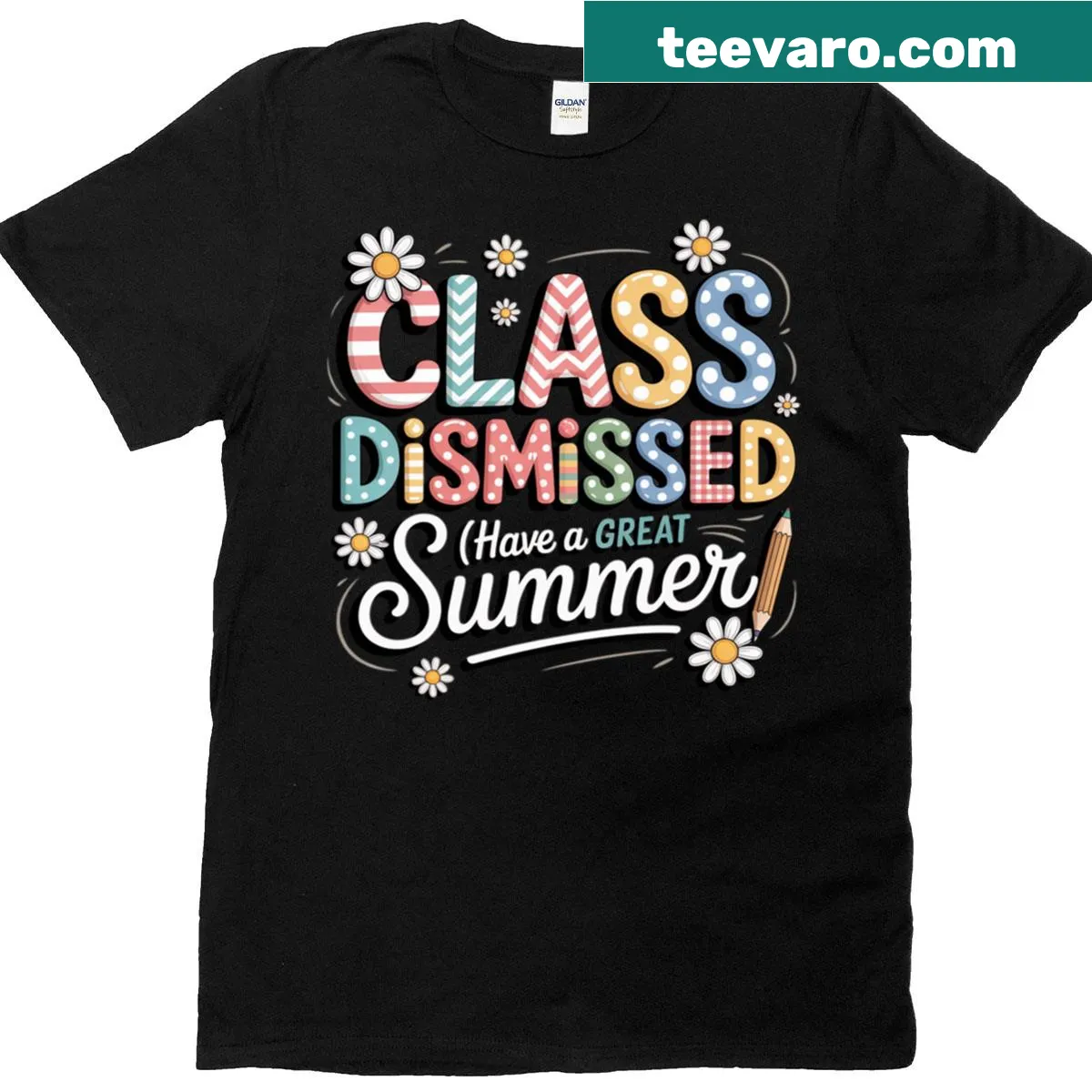 Cheerful last day of school text design for kids — on a men's t-shirt