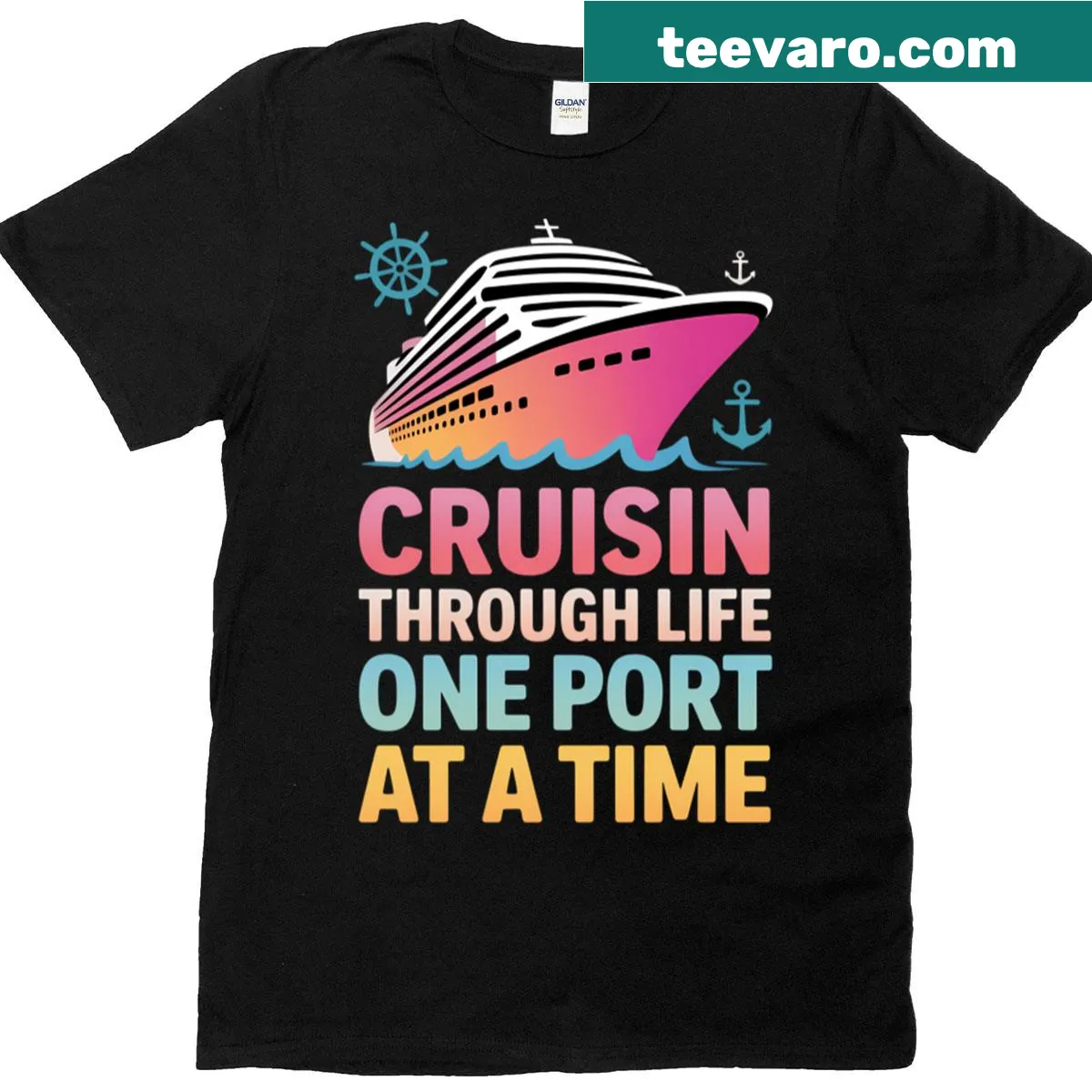 T-shirt celebrating turning 50 with a travel theme design. — on a men's t-shirt