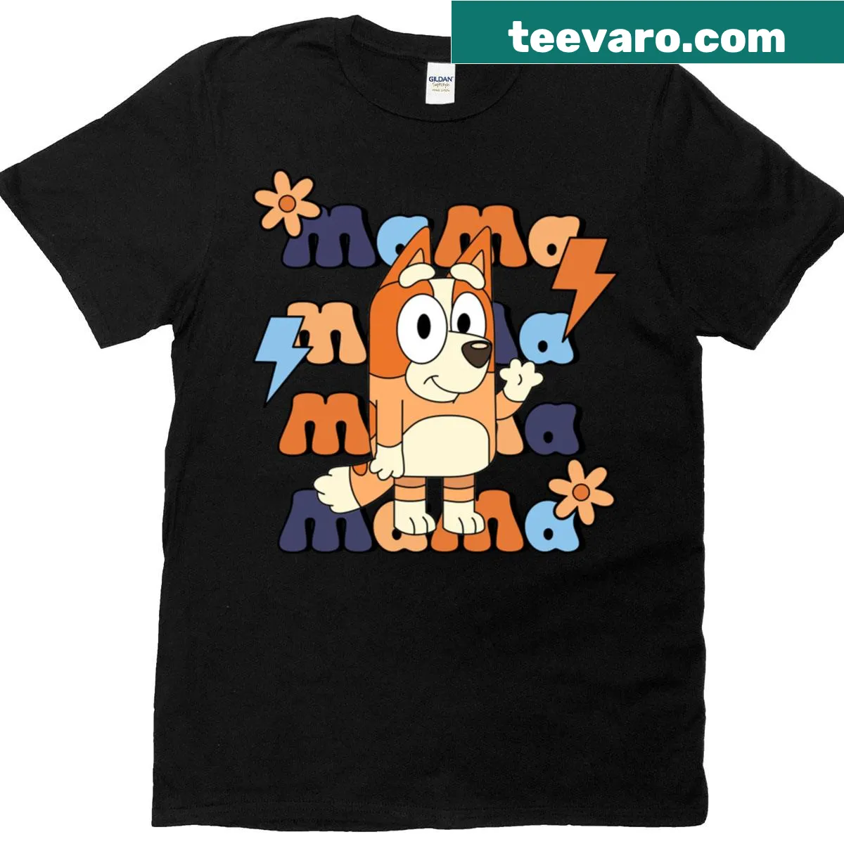 Vintage-style Bluey mom cartoon T-shirt featuring Bluey and her mother — on a men's t-shirt