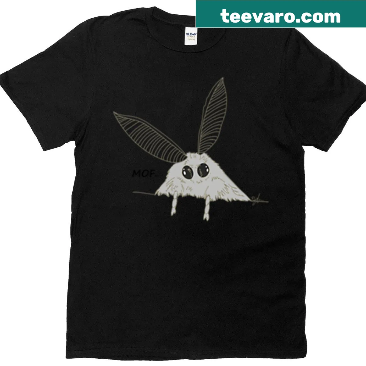 Adorable t-shirt featuring a fluffy moth design — on a men's t-shirt