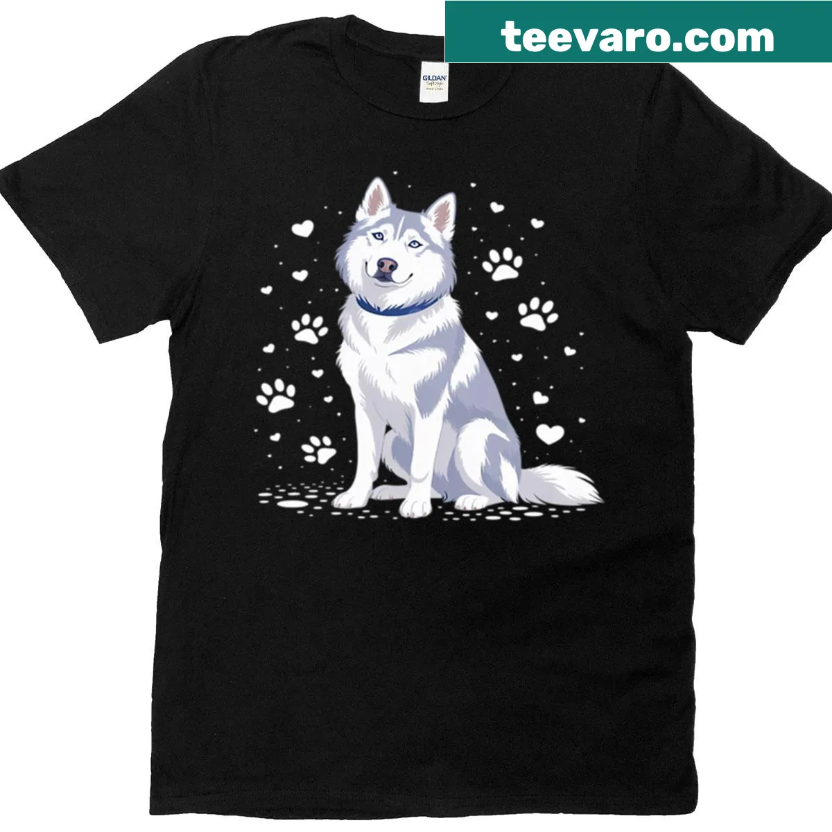 Illustration of a Siberian Husky on a t-shirt for Mother's Day — on a men's t-shirt