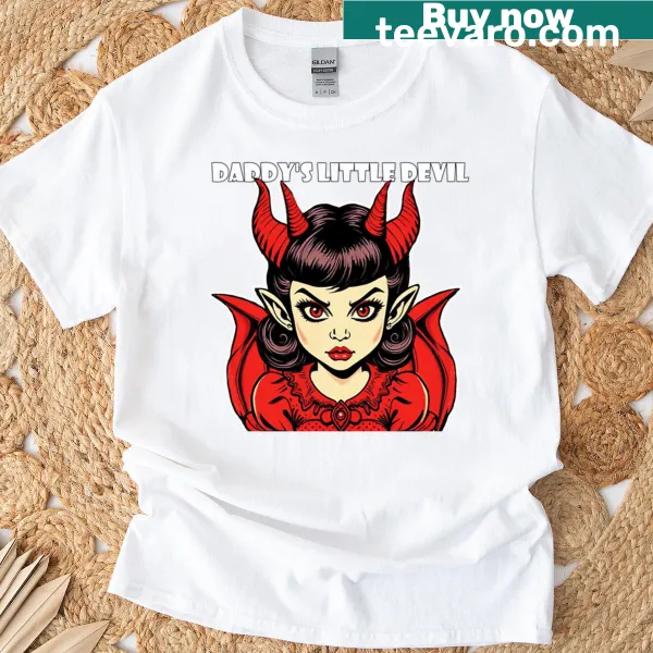 Cute oversized t-shirt for kids with Daddy's Little Devil graphic