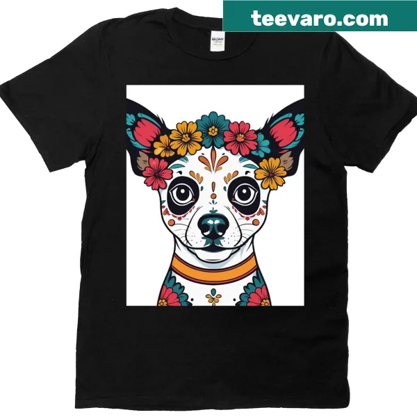 Catrina dog graphic T-shirt celebrating Day of the Dead
